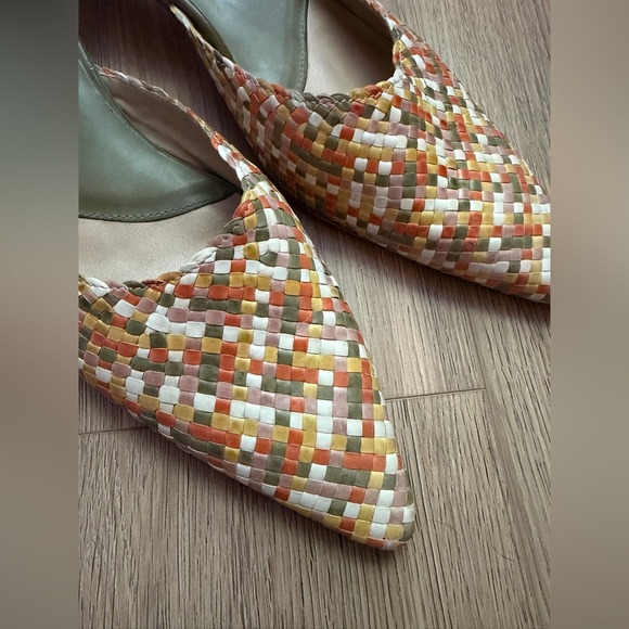 vintage Eddie Bauer woven colorful kitten heels size 8.5 leather uppers - Picture 2 of 6